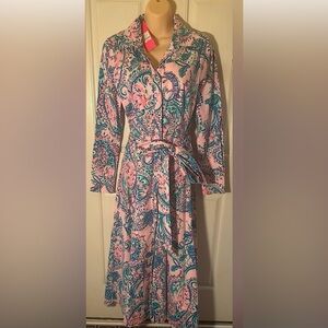 Lily Pulitzer NWT Mira Stretch Shirtdress, Pink Tropics, Tangerine Dream